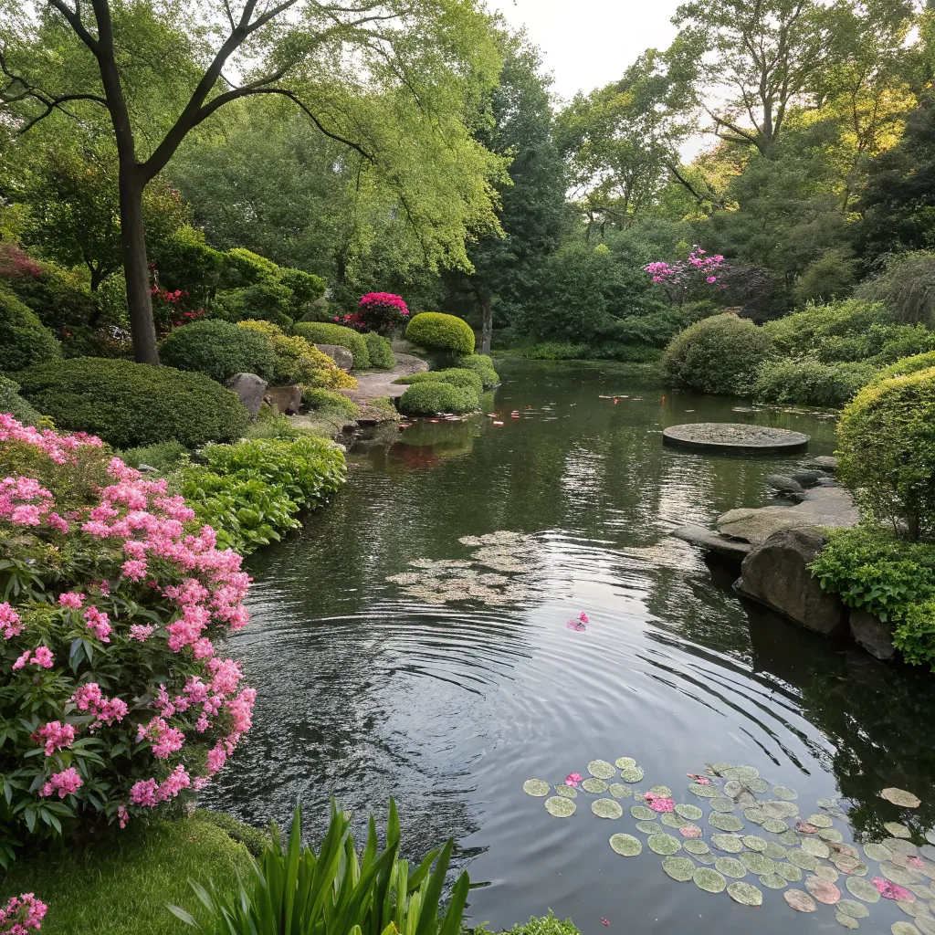 Tranquil garden pond by Steven